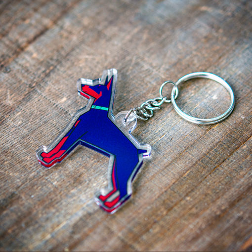 Cartoon doberman key chain